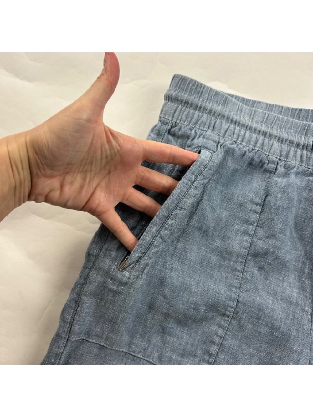 Athleta Light Chambray Blue Linen Cabo Wide Leg Pant 4 - Picture 3 of 8